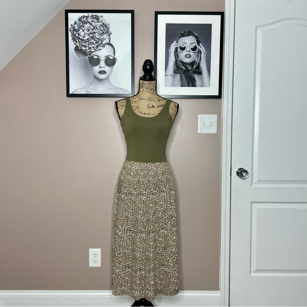 J crew accordion spotted midi skirt